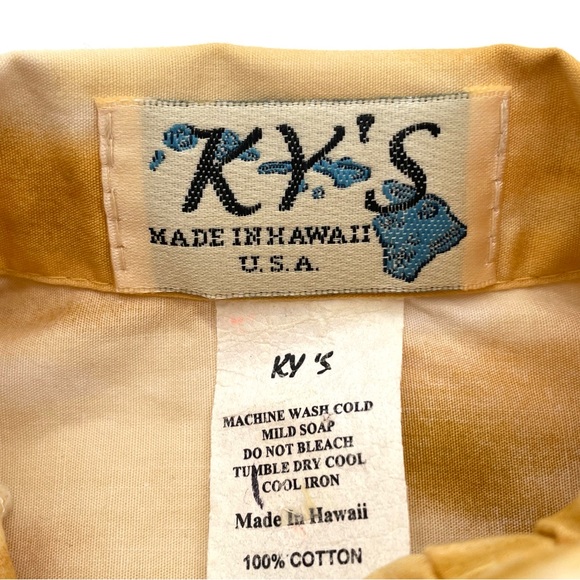 EUC KY’S Hawaiian Aloha Motorcycle Short Sleeve Shirt & Short Set in Yellow 2 - Picture 9 of 10